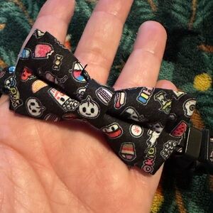 Tokidoki Print Adjustable Cat Collar with Removable Bow Tie